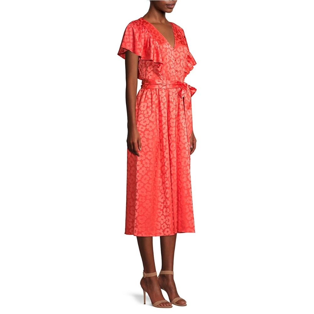 KATE SPADE MIDI DRESS ,Poppy Field MIDI Dress,Summer MIDI dress in coral Sz 12